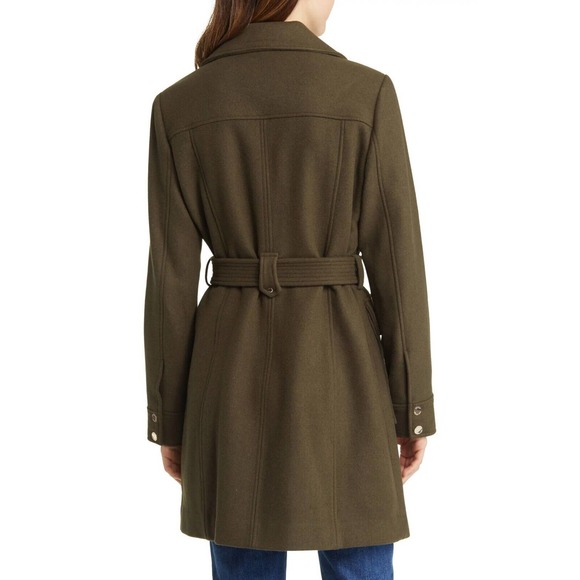 Michael Kors Asymmetric Zip Wool Blend Belted Coat Olive XS/S/M/L/XL $375 Nwt - Picture 4 of 5